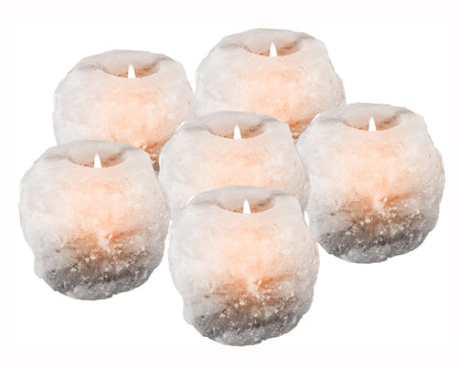 White Himalayan Salt Teal Light Holders | Natural Shape